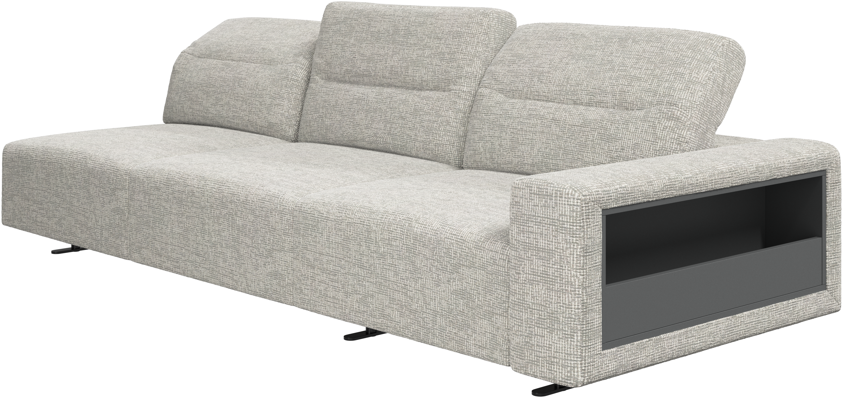 Hampton sofa with adjustable back and storage on the right side